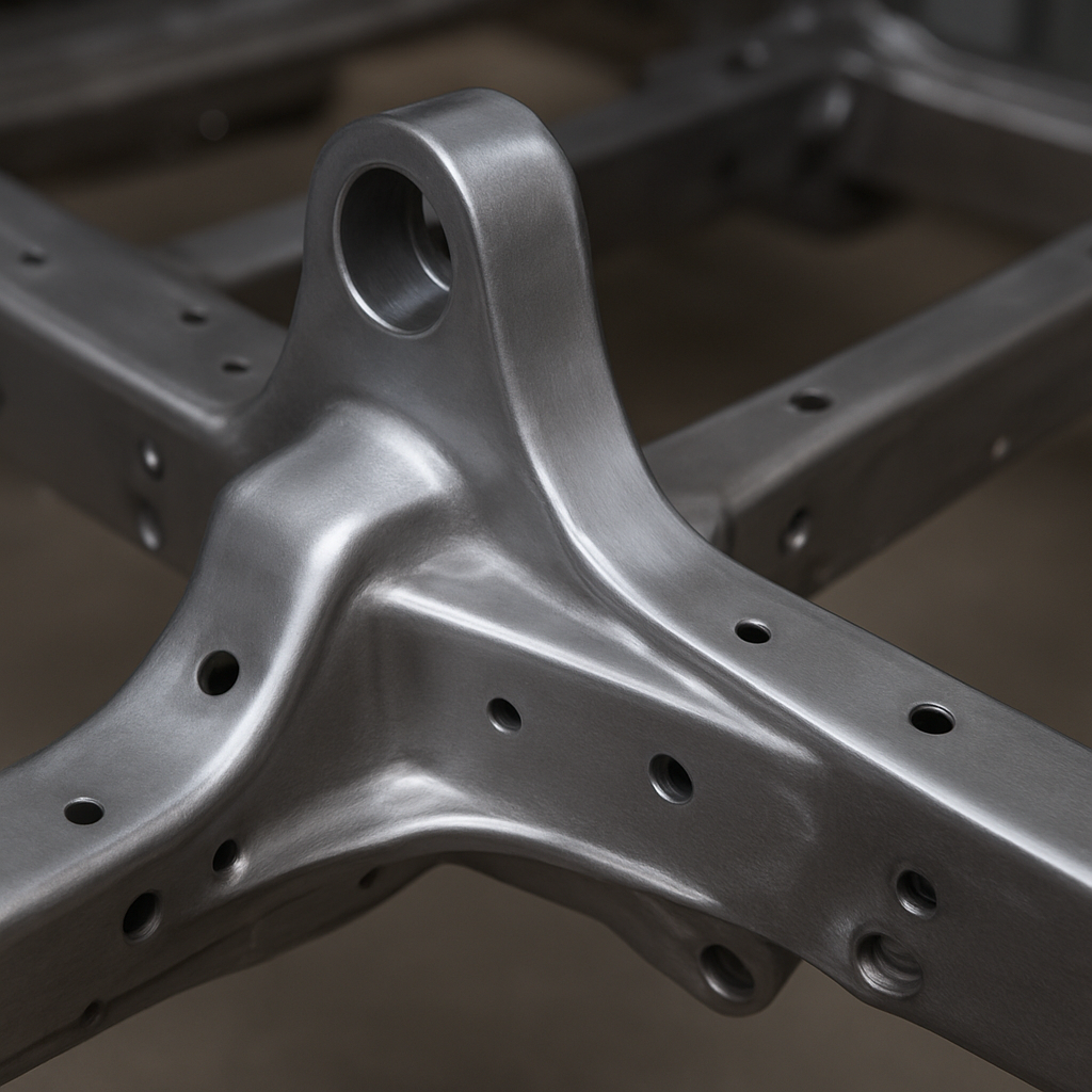 After: rusty classic car chassis part before and after laser treatment